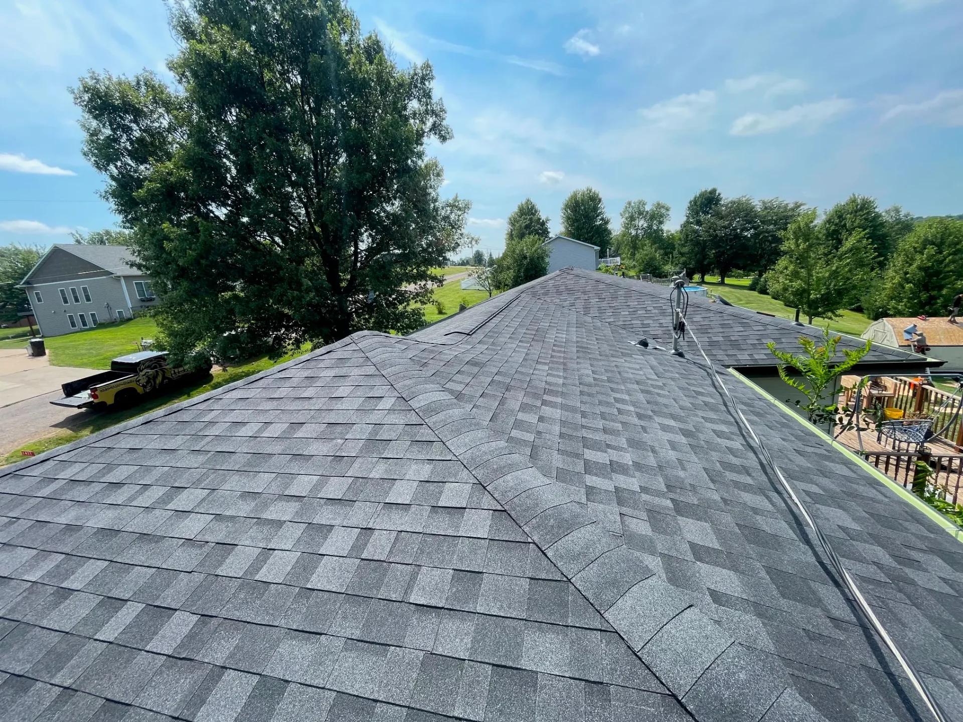 Newly installed asphalt shingle roof in Central Iowa